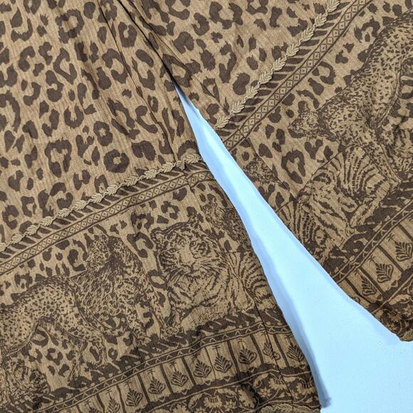 Soft Surroundings Pants Women's Size Large Brown Haya Crop Mocha Leopard - Picture 3 of 7